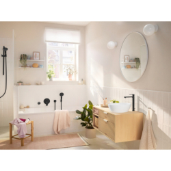 Bateria umywalkowa 240 CoolStart do umywalek nablatowych z kpl odpływowym z cięgłem Czarny Matowy Rebris S HANSGROHE 72580670