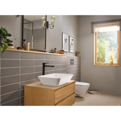 Bateria umywalkowa 240 CoolStart do umywalek nablatowych z kpl odpływowym z cięgłem Czarny Matowy Rebris E HANSGROHE 72581670