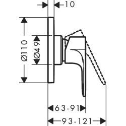 Zestaw prysznicowy, podtynkowy Czarny Matowy Rebris S HANSGROHE 72648670