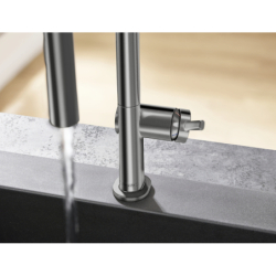 Jednouchwytowa bateria kuchenna 210, wyciągana wylewka, 2jet, sBox Czarny Chrom Szczotkowany Talis M54 HANSGROHE 72801340