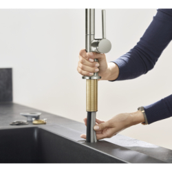 Jednouchwytowa bateria kuchenna 210, wyciągana wylewka, 2jet, sBox Stal Szlachetna Finish Talis M54 HANSGROHE 72801800