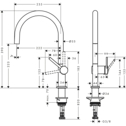 Jednouchwytowa bateria kuchenna 220, 1jet Czarny Matowy Talis M54 HANSGROHE 72804670