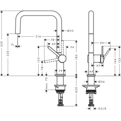 Jednouchwytowa bateria kuchenna 220 U, 1jet Czarny Matowy Talis M54 HANSGROHE 72806670
