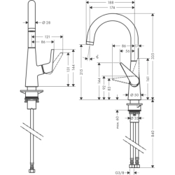 Jednouchwytowa bateria kuchenna 220, 1jet Chrom Talis M51 HANSGROHE 72814000