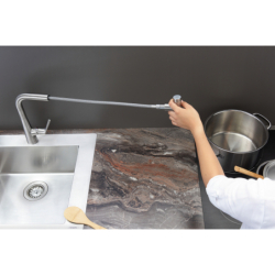 Jednouchwytowa bateria kuchenna 220, wyciągana wylewka, 1jet Stal Szlachetna Finish Talis Select M51 HANSGROHE 72822800