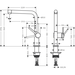Jednouchwytowa bateria kuchenna 270, 1jet Czarny Chrom Szczotkowany Talis M54 HANSGROHE 72840340