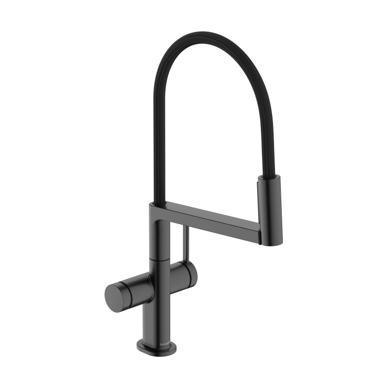 Jednouchwytowa bateria kuchenna Semi-Pro, 3jet Czarny Chrom Szczotkowany Talis Select M54 PowderSpray HANSGROHE 72861340