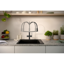 Jednouchwytowa bateria kuchenna Semi-Pro, 3jet Czarny Chrom Szczotkowany Talis Select M54 PowderSpray HANSGROHE 72861340