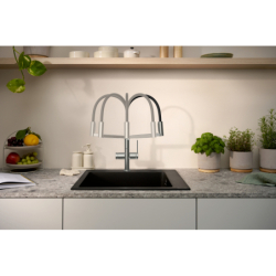 Jednouchwytowa bateria kuchenna Semi-Pro, 3jet Czarny Chrom Szczotkowany Talis Select M54 PowderSpray HANSGROHE 72861340