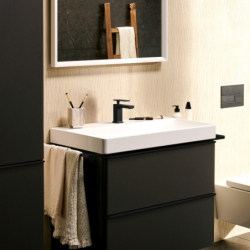 Jednouchwytowa bateria umywalkowa 80 CoolStart z kompletem odpływowym z cięgłem Czarny Matowy Tecturis E HANSGROHE 73004670