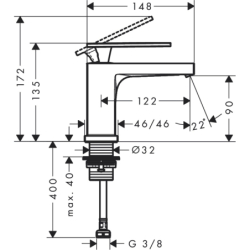 Bateria bez mieszacza 80 EcoSmart+ bez kompletu odpływowego Biały mat Tecturis E HANSGROHE 73013700