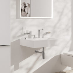 3-otworowa bateria umywalkowa 150 EcoSmart+ z kompletem odpływowym Push-Open Chrom Tecturis E HANSGROHE 73030000