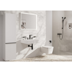 3-otworowa bateria umywalkowa 150 EcoSmart+ z kompletem odpływowym Push-Open Czarny Matowy Tecturis E HANSGROHE 73030670