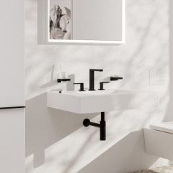 3-otworowa bateria umywalkowa 150 EcoSmart+ z kompletem odpływowym Push-Open Czarny Matowy Tecturis E HANSGROHE 73030670