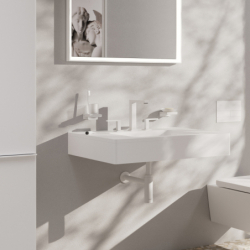 3-otworowa bateria umywalkowa 150 EcoSmart+ z kompletem odpływowym Push-Open Biały Matowy Tecturis E HANSGROHE 73030700