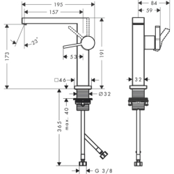 Bateria umywalkowa 150 Fine CoolStart Ecosmart+ z kpl odpływowym Push-Open Czarny Matowy Tecturis E HANSGROHE 73040670