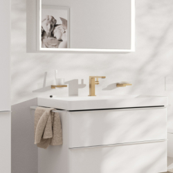 Jednouchwytowa bateria umywalkowa 150 Fine CoolStart z kpl odpływowym Push-Open Brąz Szczotkowany Tecturis E HANSGROHE 73042140