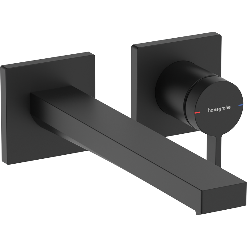 Jednouchwytowa bateria umywalkowa EcoSmart+ z wylewką 22,5 cm, ścienna, podtynkowa Czarny Matowy Tecturis E HANSGROHE 73051670