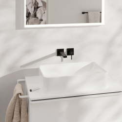 Jednouchwytowa bateria umywalkowa EcoSmart+ z wylewką 22,5 cm, ścienna, podtynkowa Czarny Matowy Tecturis E HANSGROHE 73051670