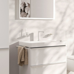 2-otworowa bateria umywalkowa 150 CoolStart Ecosmart+ z niezamykanym kpl odpływ. Biały Matowy Tecturis E HANSGROHE 73053700