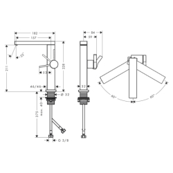 Bateria umywalkowa 210 Fine CoolStart z obrotową wylewką i kpl odpływowym Push-Open Czarny Matowy Tecturis E HANSGROHE 73063670