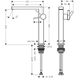 Bateria umyw. 240 Fine CoolStart Ecosmart+ do umyw nablat z kpl odpływowym Push-Open Czarny Matowy Tecturis E HANSGROHE 73070670