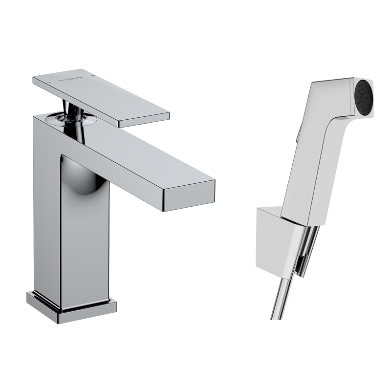 Bateria umywalkowa 110 z główką Bidette i wężem 160 cm, kpl odpływowy Push-Open Chrom Tecturis E HANSGROHE 73210000