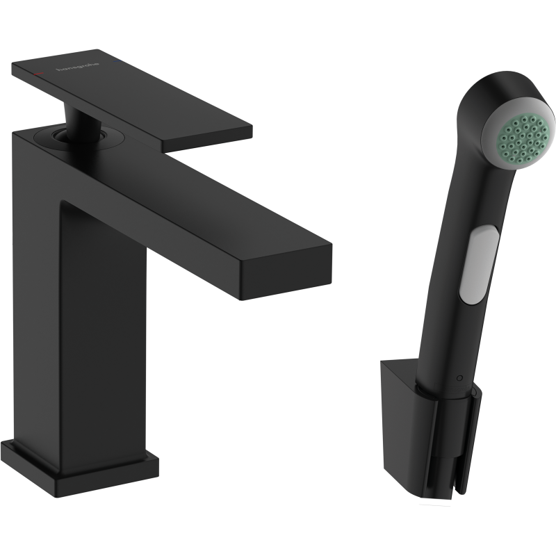 Bateria umywalkowa 110 z główką Bidette i wężem 160 cm, kpl odpływowy Push-Open Czarny Matowy Tecturis E HANSGROHE 73210670