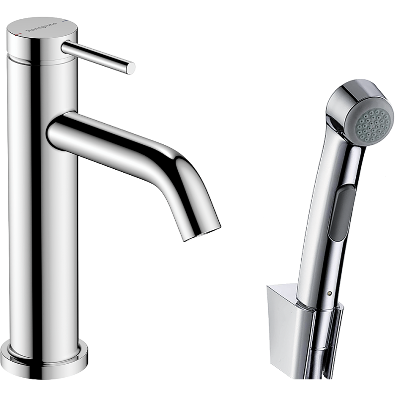 Bateria umywalkowa 110 z główką Bidette i wężem 160 cm, kpl odpływowy Push-Open Chrom Tecturis S HANSGROHE 73211000