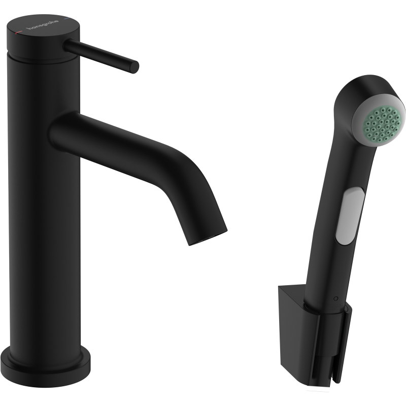 Bateria umywalkowa 110 z główką Bidette i wężem 160 cm, kpl odpływowy Push-Open Czarny Matowy Tecturis S HANSGROHE 73211670