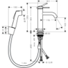 Bateria umywalkowa 110 z główką Bidette i wężem 160 cm, kpl odpływowy Push-Open Czarny Matowy Tecturis S HANSGROHE 73211670