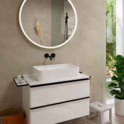 Jednouchwytowa bateria umywalkowa EcoSmart+ z wylewką 16,5 cm, ścienna, podtynkowa Czarny Matowy Tecturis S HANSGROHE 73350670