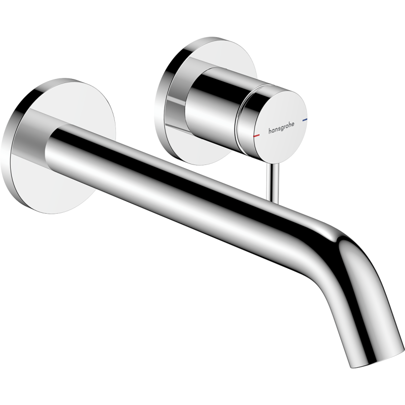 Jednouchwytowa bateria umywalkowa EcoSmart+ z wylewką 22,5 cm, ścienna, podtynkowa Chrom Tecturis S HANSGROHE 73351000