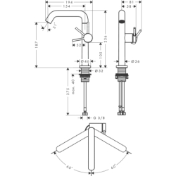 Bateria umyw. 210 Fine CoolStart Ecosmart+ z obrotową wyl. i kpl odpływowym Push-Open Czarny mat Tecturis S HANSGROHE 73360670