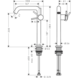 Bateria umyw. 240 Fine CoolStart EcoSmart+ do umyw nablat bez kompletu odpływowego Czarny Matowy Tecturis S HANSGROHE 73372670