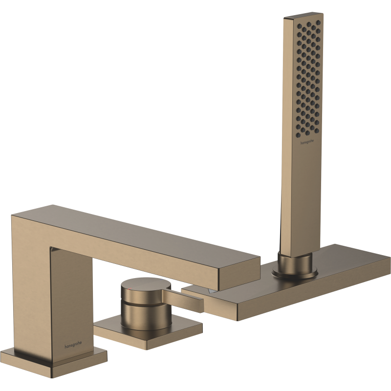3-otworowa jednouchwytowa bateria na brzeg wanny, sBox Brąz Szczotkowany Tecturis E HANSGROHE 73443140