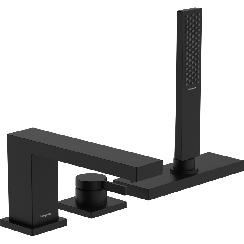 3-otworowa jednouchwytowa bateria na brzeg wanny, sBox Czarny Matowy Tecturis E HANSGROHE 73443670