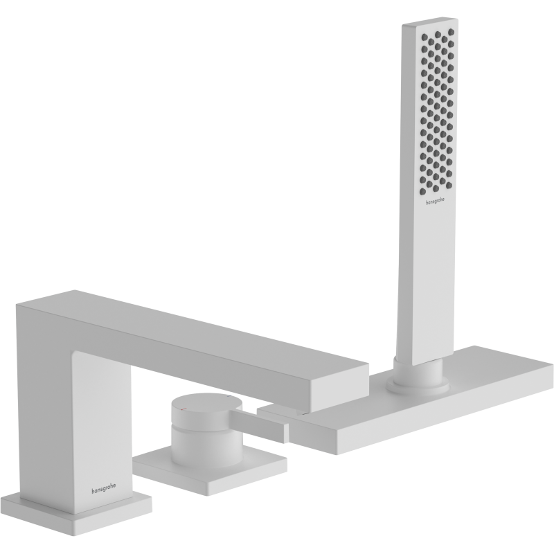 3-otworowa jednouchwytowa bateria na brzeg wanny, sBox Biały Matowy Tecturis E HANSGROHE 73443700