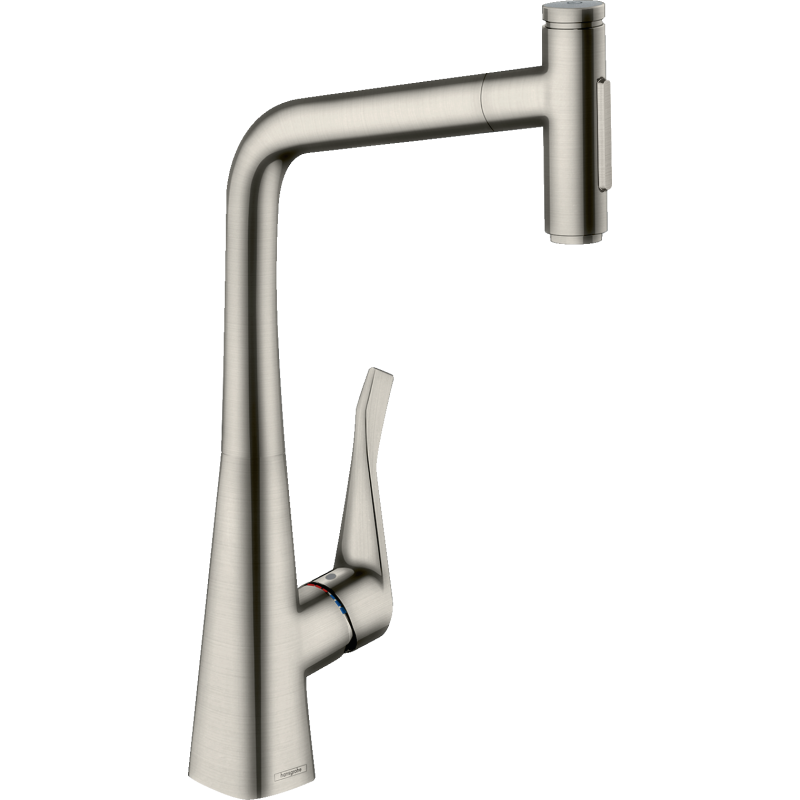 Jednouchwytowa bateria kuchenna 320, wyciągana wylewka, 2jet, sBox Stal Szlachetna Finish Metris Select M71 HANSGROHE 73816800