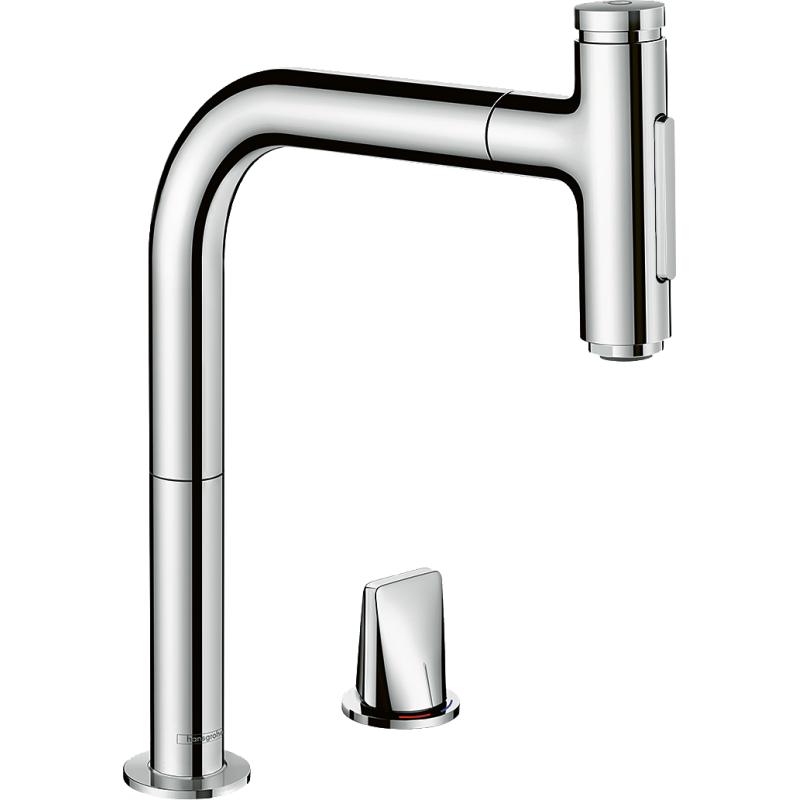 2-otworowa jednouchwytowa bateria kuchenna 200 z wyciąganą wylewką, 2jet, sBox Chrom Metris Select M71 HANSGROHE 73818000