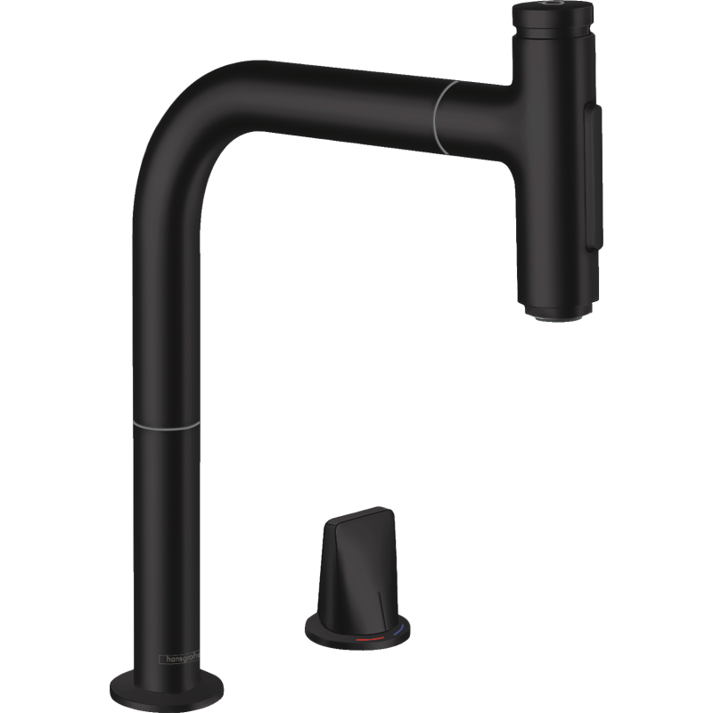2-otworowa Bateria kuchenna 200 z wyciąganą wylewką, 2jet, sBox Czarny Matowy Metris Select M71 HANSGROHE 73818670