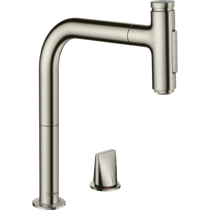 2-otworowa Bateria kuchenna 200 z wyciąganą wylewką, 2jet, sBox Stal Szlachetna Finish Metris Select M71 HANSGROHE 73818800