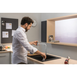 2-otworowa Bateria kuchenna 200 z wyciąganą wylewką, 2jet, sBox Stal Szlachetna Finish Metris Select M71 HANSGROHE 73818800