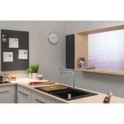 2-otworowa Bateria kuchenna 200 z wyciąganą wylewką, 2jet, sBox Stal Szlachetna Finish Metris Select M71 HANSGROHE 73818800
