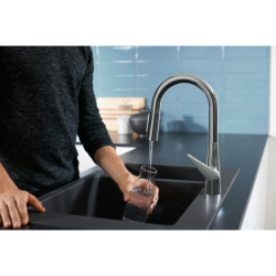 Jednouchwytowa bateria kuchenna 160, wyciągana wylewka, 2jet, sBox Chrom Talis M51 HANSGROHE 73850000