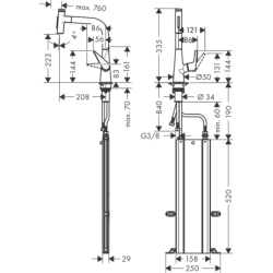 Jednouchwytowa bateria kuchenna 220, wyciągana wylewka, 2jet, sBox Stal Szlachetna Finish Talis Select M51 HANSGROHE 73868800