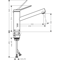 Jednouchwytowa bateria kuchenna 150, 1jet Chrom Zesis M33 HANSGROHE 74802000