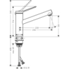 Jednouchwytowa bateria kuchenna 150, 1jet Chrom Zesis M33 HANSGROHE 74802000