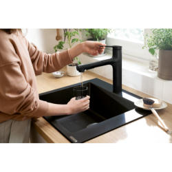Jednouchwytowa bateria kuchenna 160, wyciągana wylewka, 2jet, sBox lite Czarny Matowy Zesis M33 HANSGROHE 74804670