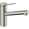 Bateria kuchenna 150, LowPressure do bezciśnieniowych podgrzewaczy, 1jet Stal Szlachetna Finish Zesis M33 HANSGROHE 74806800